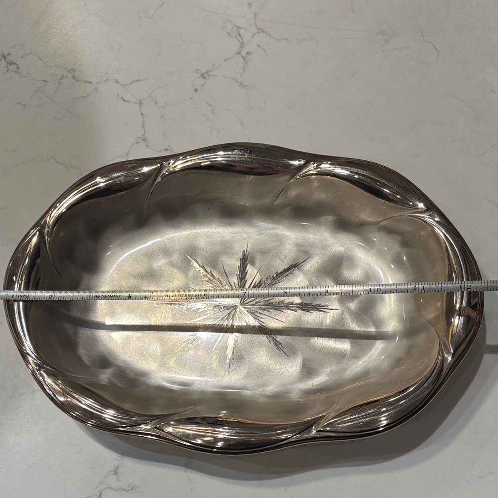 WMF Ikora Vintage Silver Plated Footed Dish Tray Oval Star Design Luster MCM - Picture 7 of 9